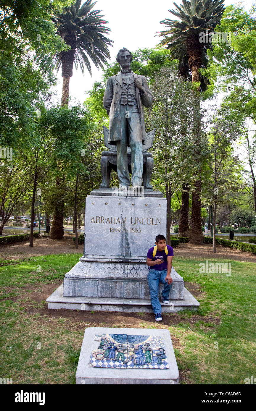 Statua di Abraham Lincoln in Lincoln Park a Città del Messico Foto Stock