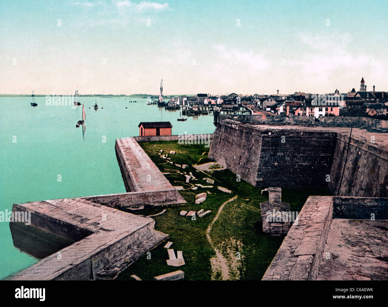 Fort Marion, Sant'Agostino e Harbour, circa 1898 Foto Stock