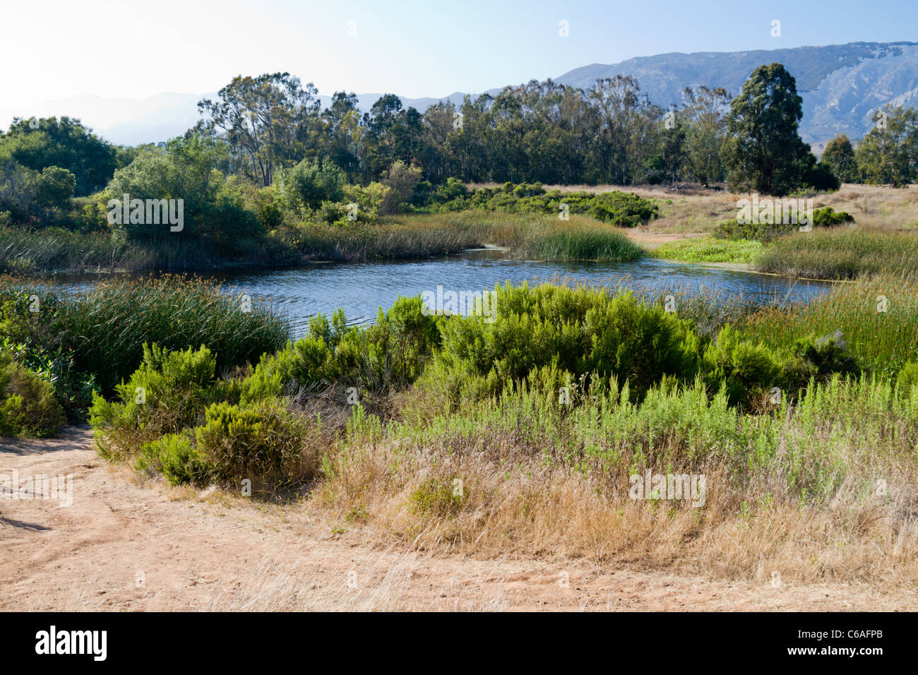 Vista sul lago di Carneros in Goleta vicino a Santa Barbara in California Foto Stock