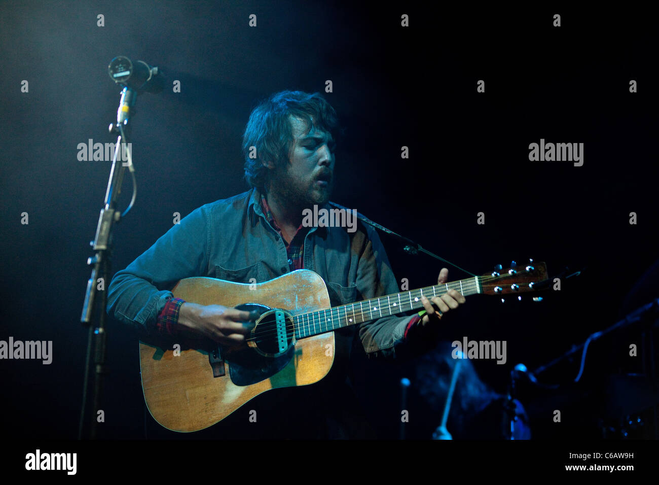 Fleet Foxes effettuando al Green Man festival 2011 , Glanusk Park ,Crickhowell, Wales, Regno Unito. Foto Stock