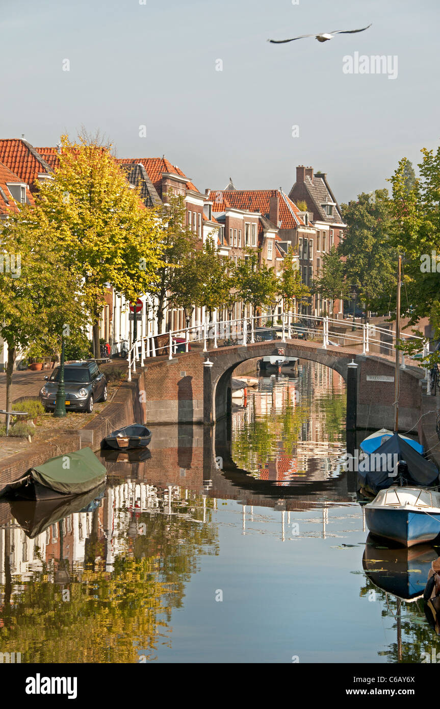 De Vliet canal Leiden Paesi Bassi Olanda John Robinson Pellegrino Padri Pellegrini Foto Stock