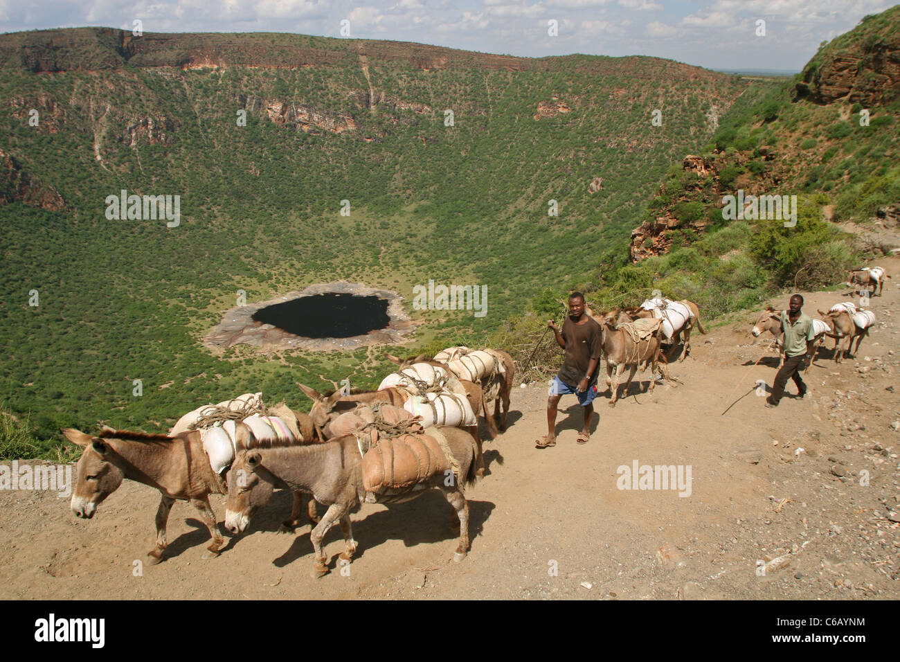 Masticare il cratere di scommessa e caravan nel sud dell Etiopia Foto Stock