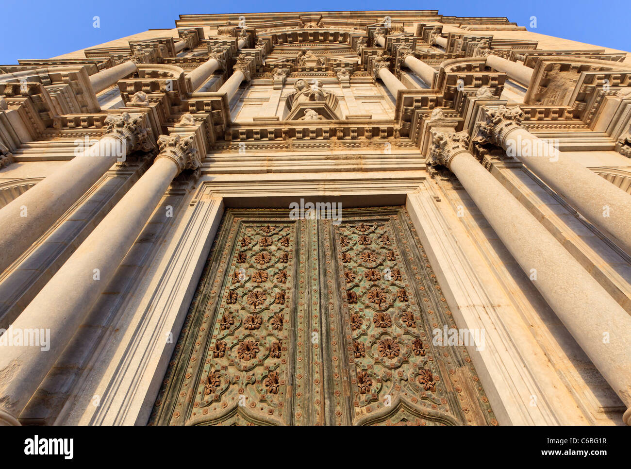 Facciata della Cattedrale di Santa Maria di Girona, Spagna Foto Stock