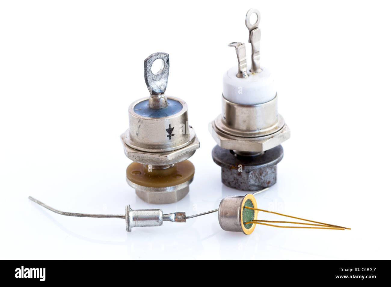 Grandi e piccoli tiristori e diodi Foto Stock