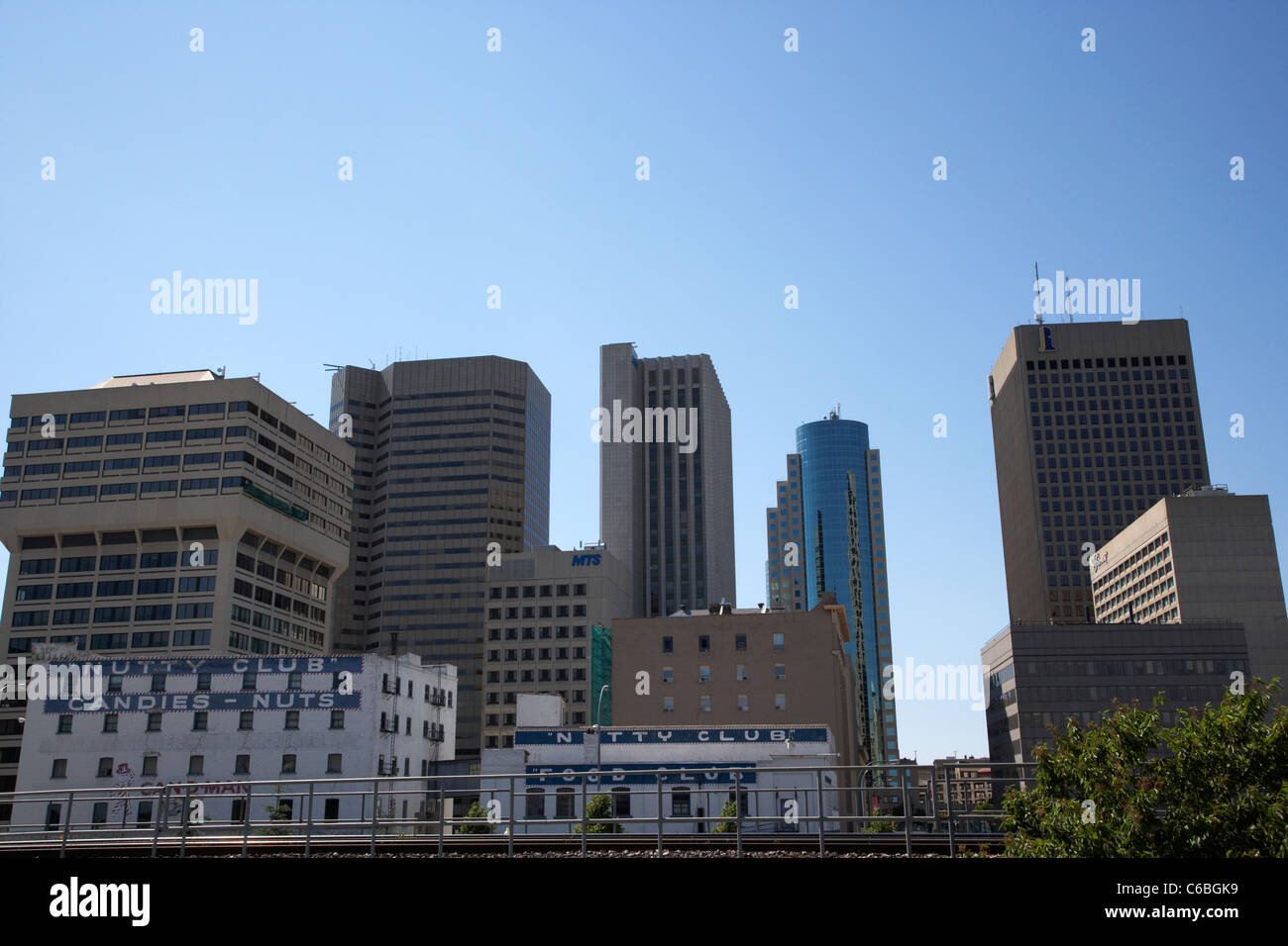 Vista del quartiere finanziario skyline Winnipeg Manitoba Canada Foto Stock