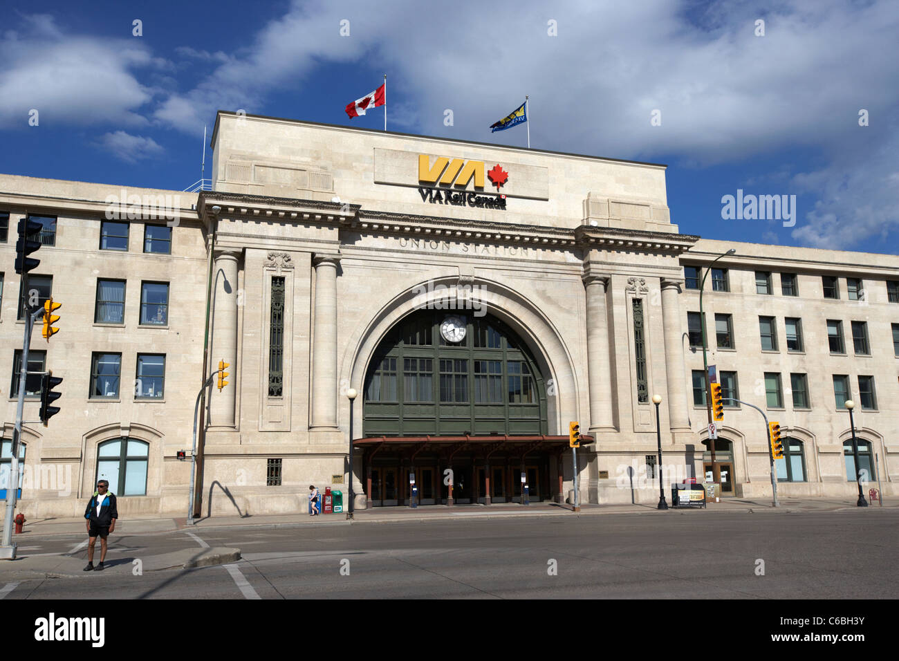 La Union Station via rail canada downtown Winnipeg Manitoba Canada Foto Stock