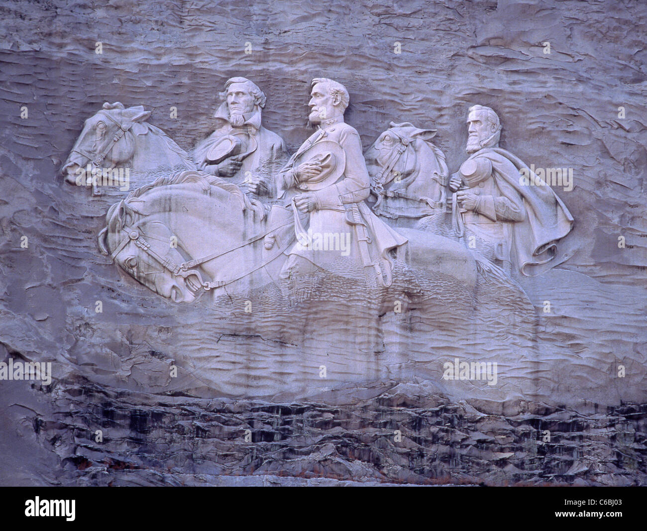 Memoriale confederato granite carving, Stone Mountain, Georgia, Stati Uniti d'America Foto Stock