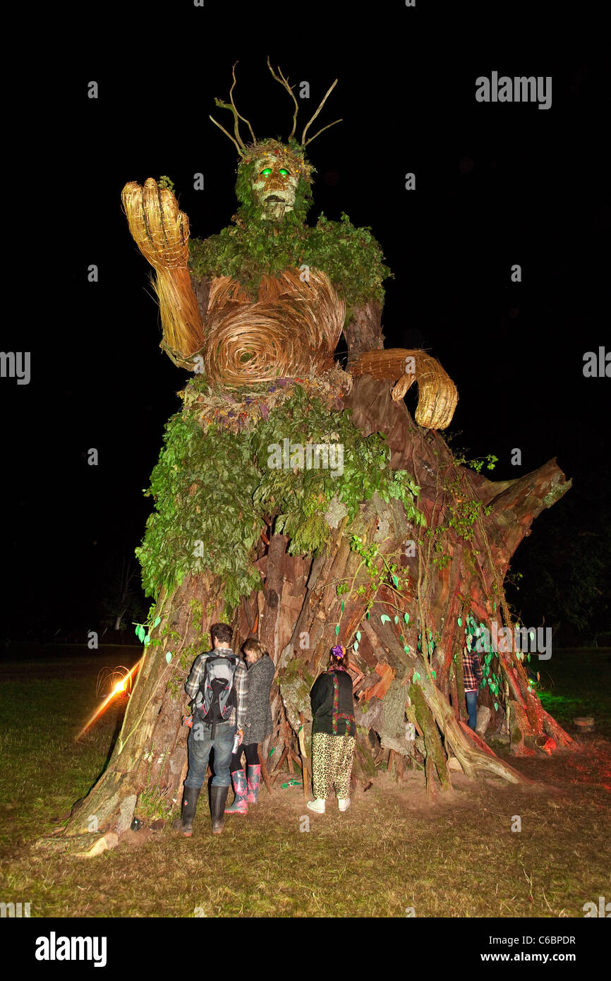 Green Man statua, Green Man festival 2011 , Glanusk Park , Wales, Regno Unito Foto Stock