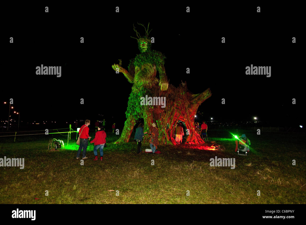 Green Man statua, Green Man festival 2011 , Glanusk Park , Wales, Regno Unito Foto Stock
