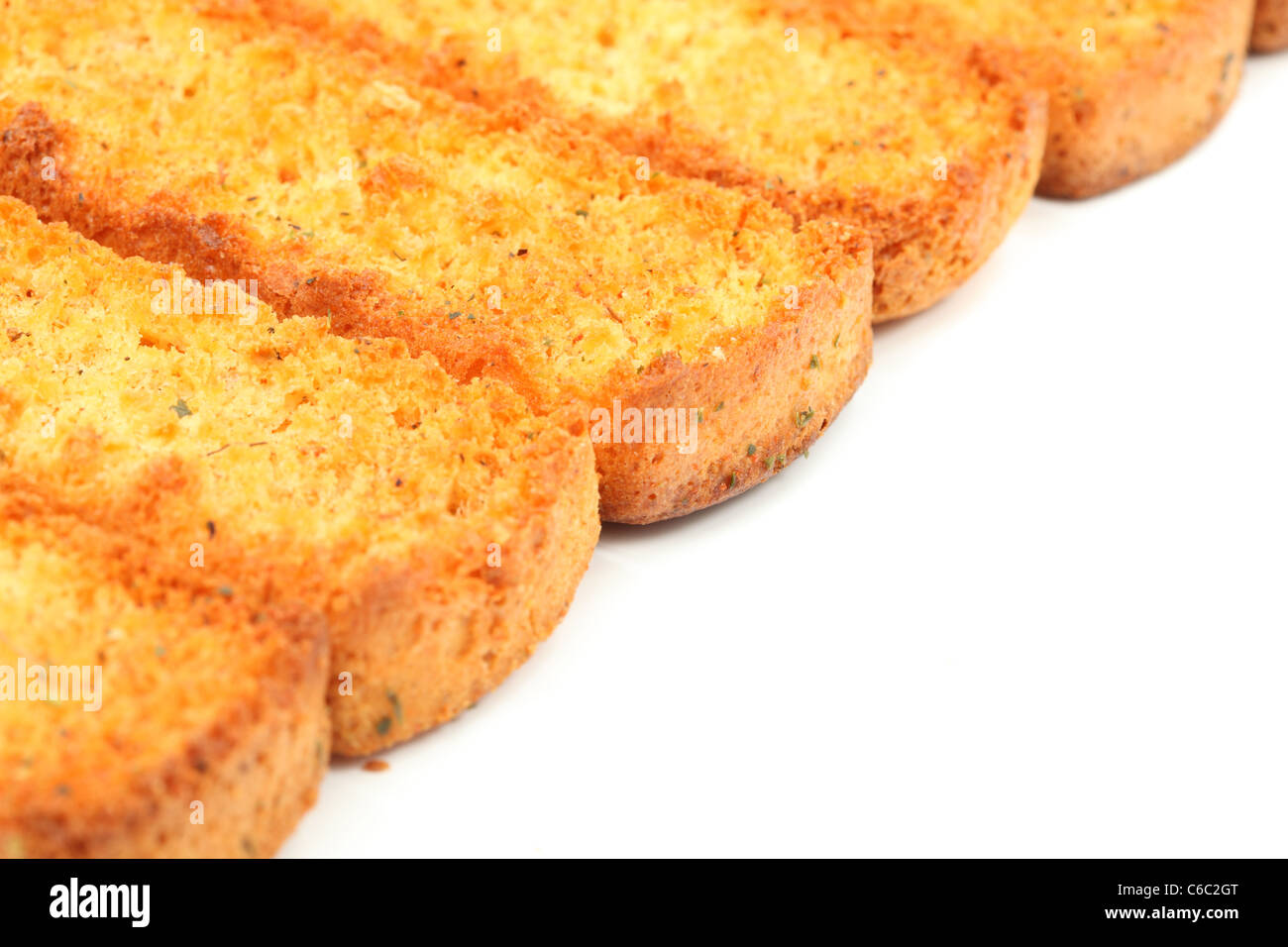 Italiano pane bruschetta isolate su sfondo bianco Foto Stock