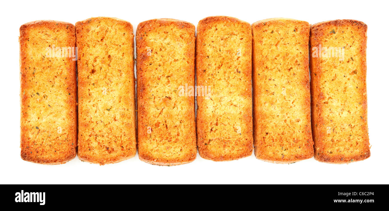Italiano pane bruschetta isolate su sfondo bianco Foto Stock
