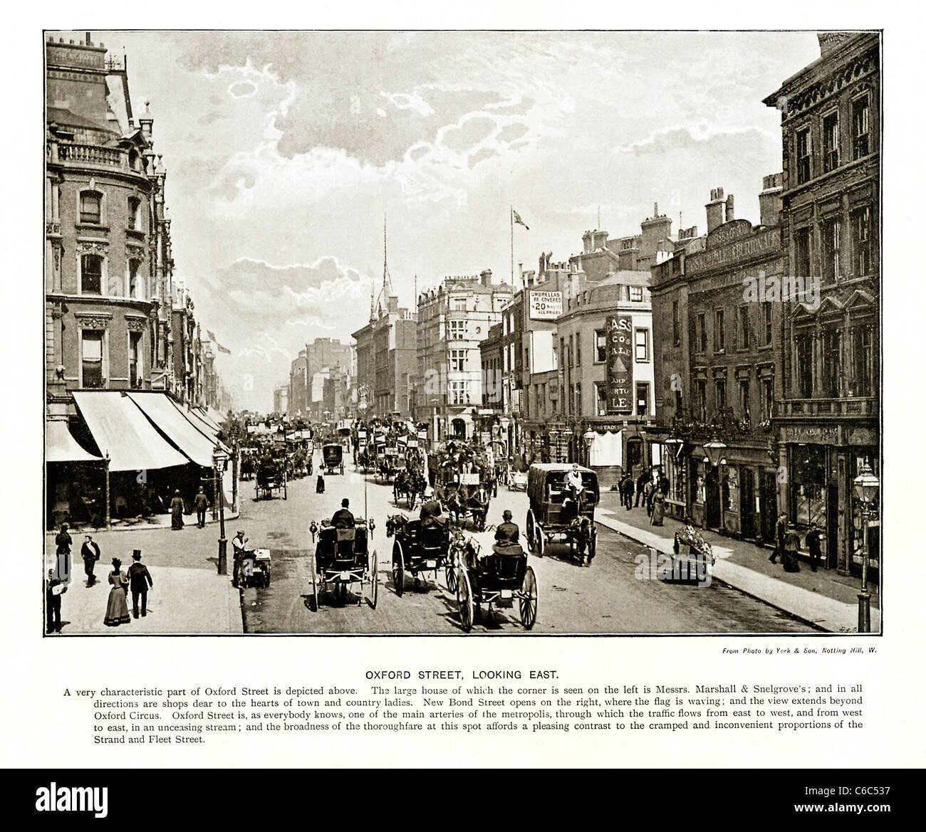 Oxford Street guardando ad est di Londra, 1897 foto Vittoriano, Marshall &  Snelgrove a sinistra, New Bond Street a destra Foto stock - Alamy