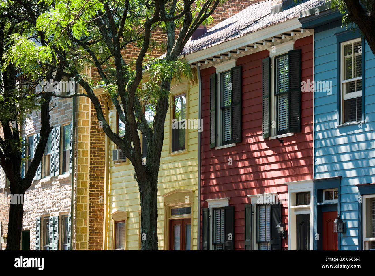 Case colorate, Mill Hill quartiere di Trenton, New Jersey Foto Stock