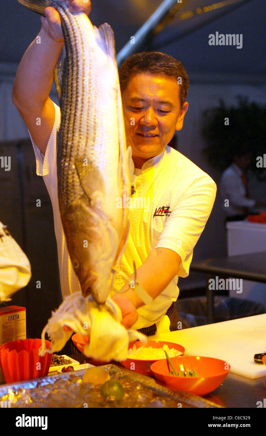 Lo Chef Kaz Okochi re della cucina ospitato da cucina di design ha ospitato un VIP cook off al Legg Mason Tennis Classic. Foto Stock