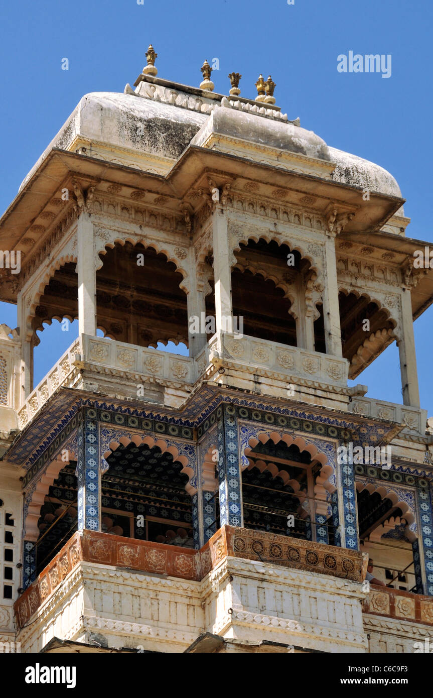 Dettaglio City Palace Udaipur Rajasthan in India Foto Stock