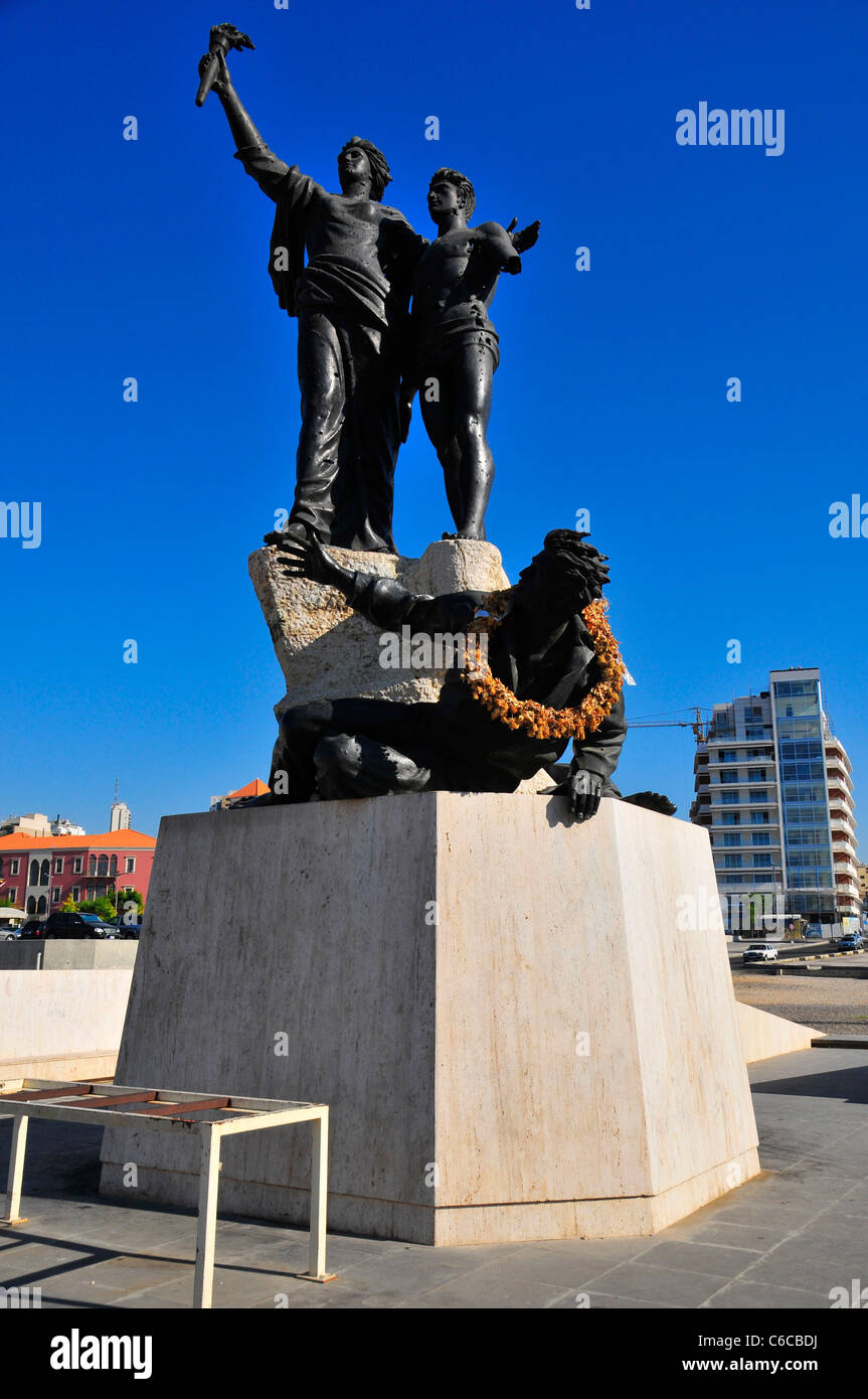 La statua di Martiri . Piazza Martiri, Beirut Central District. Il Libano Foto Stock