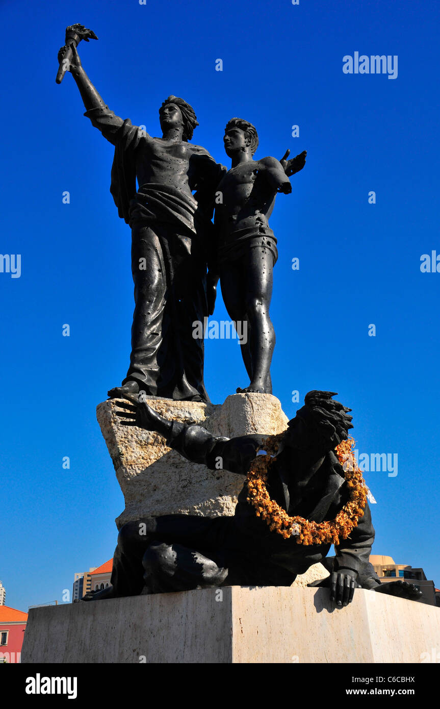 La statua di Martiri . Piazza Martiri, Beirut Central District. Il Libano Foto Stock