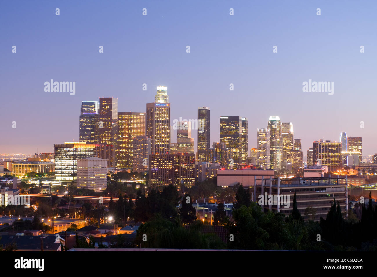 Crepuscolo, downtown Los Angeles, Calfornia, STATI UNITI D'AMERICA Foto Stock