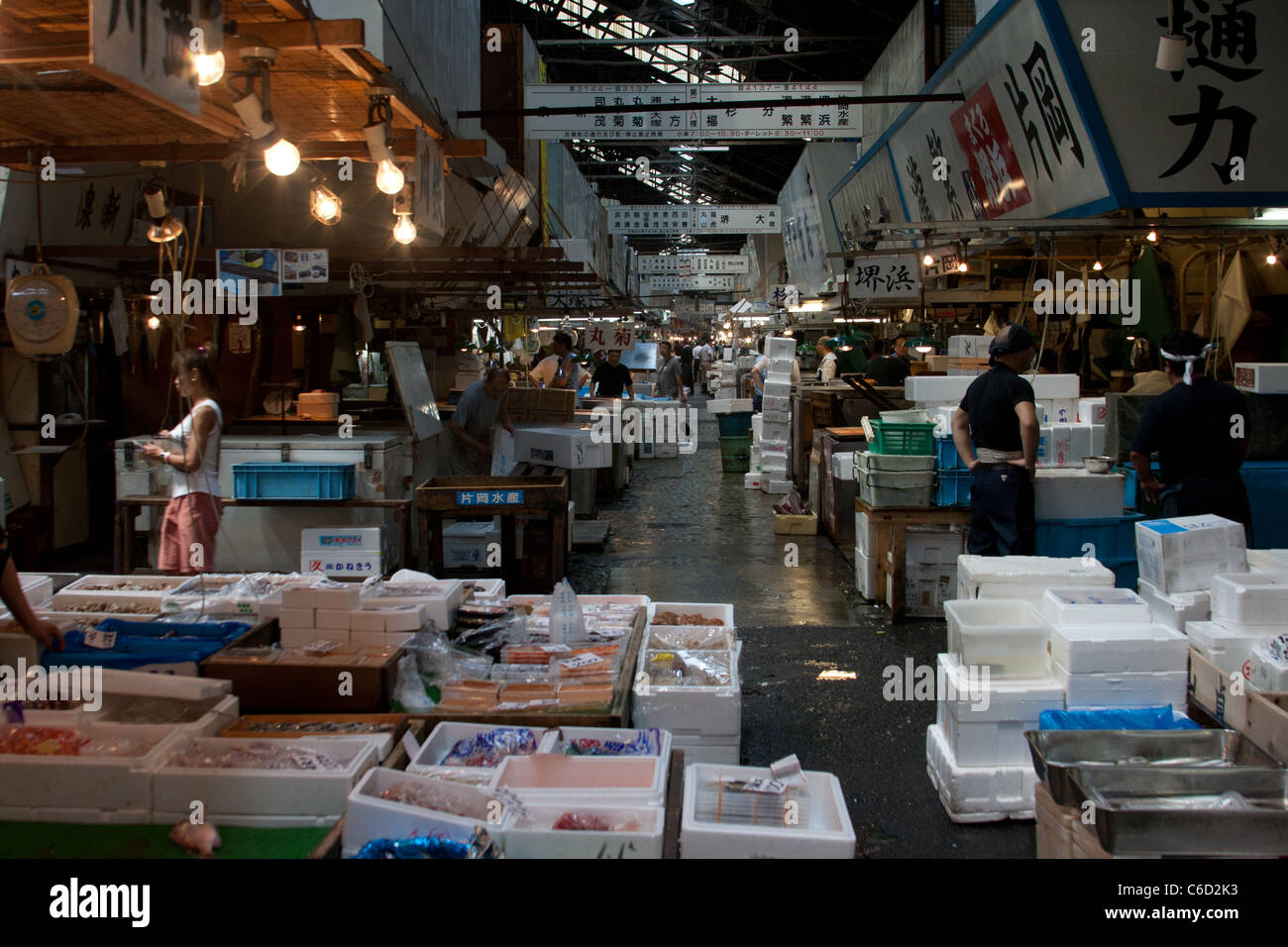 Il Mercato del Pesce di Tsukiji Foto Stock