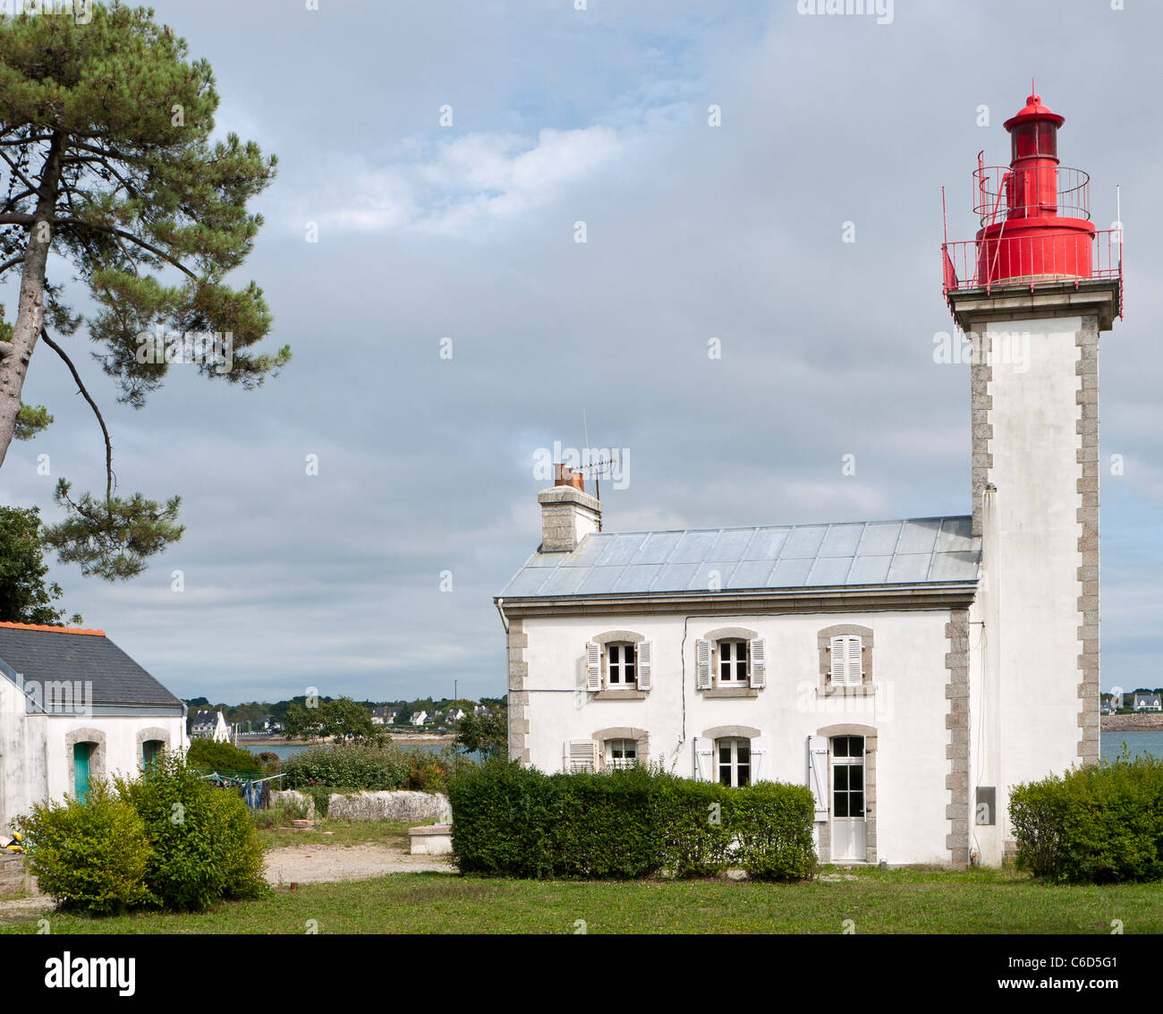 Benodet Light House, l'Odet fiume ingresso, Point de Combrit, Francia Bretagna Foto Stock