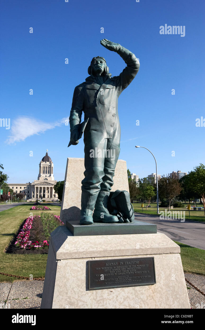 Primo volo memoriale di guerra per il commonwealth britannico aria piano di formazione aviatori memorial boulevard winnipeg Manitoba Canada Foto Stock