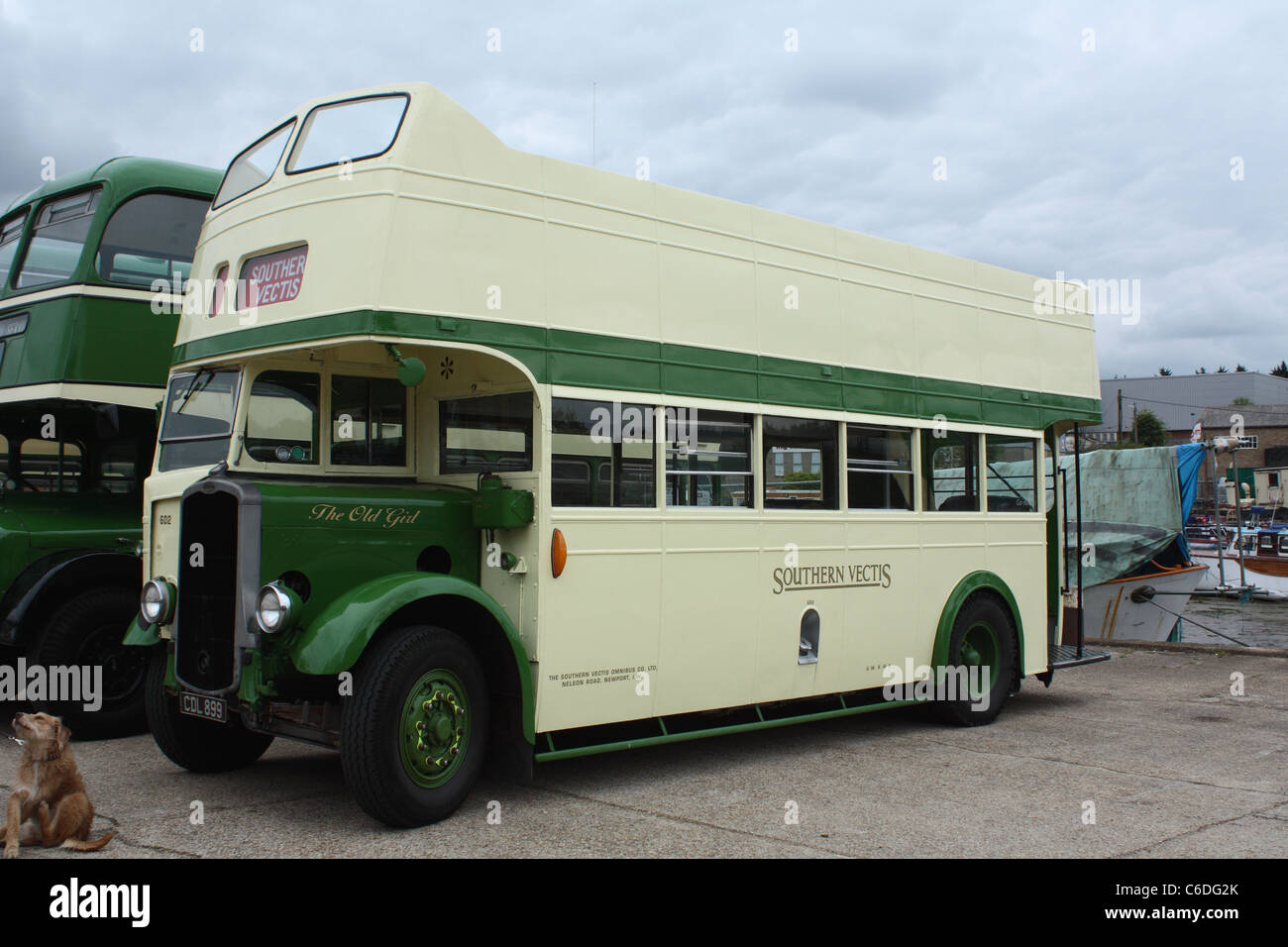 La vecchia ragazza. Vectis Meridionale Vintage Bus Bus al museo su l'Isola di Wight Foto Stock