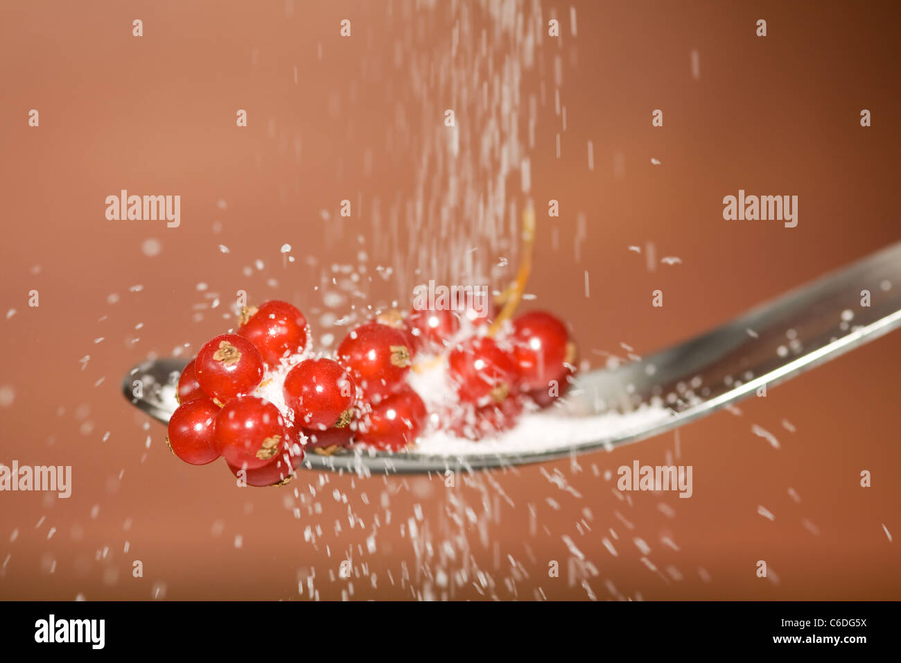 Uve secche di Corinto cosparsa di zucchero Foto Stock