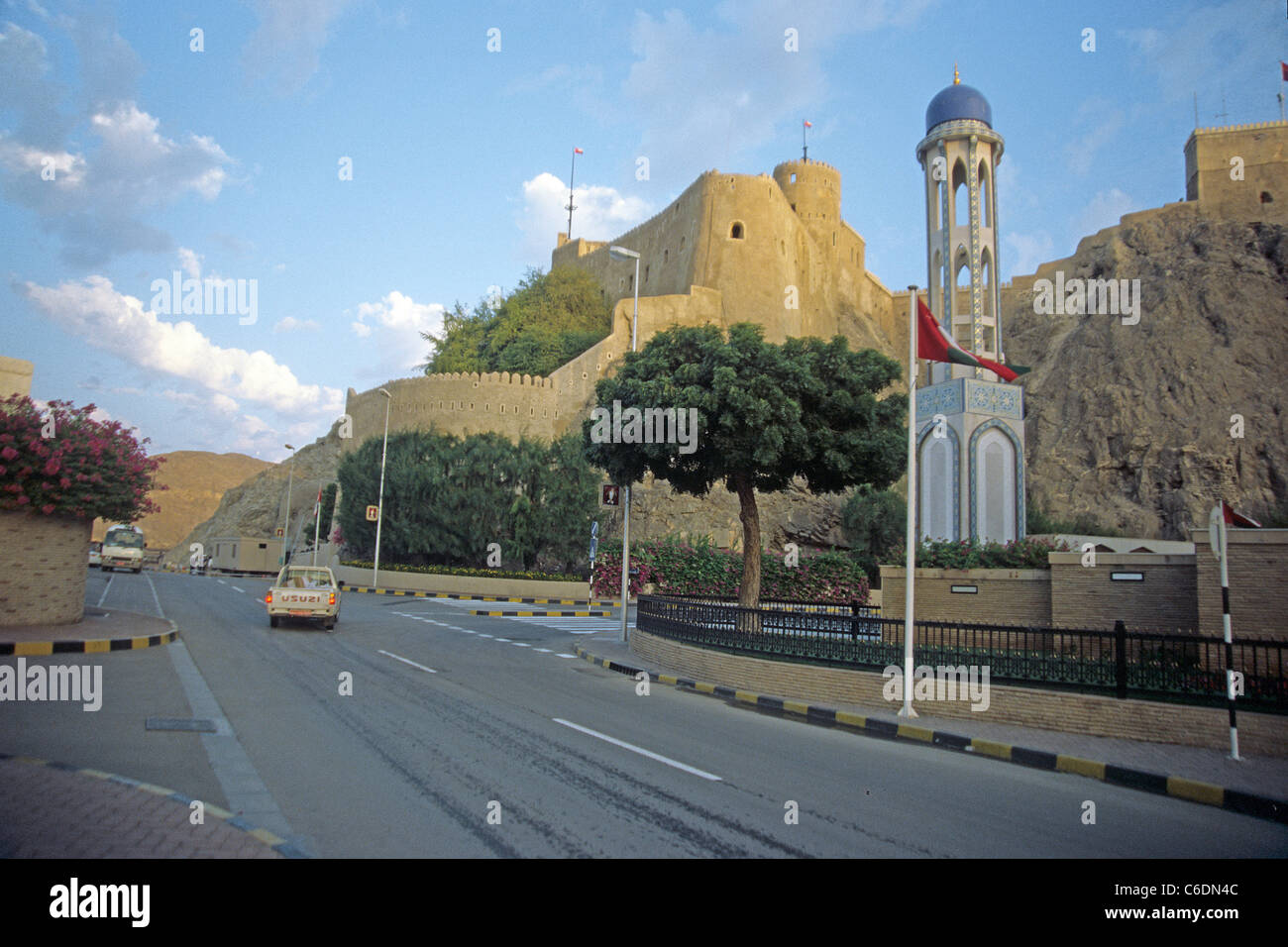 Festungsanlage Al Mirani, Moscato, fortezza, Al Mirani, città vecchia, Muscat Foto Stock