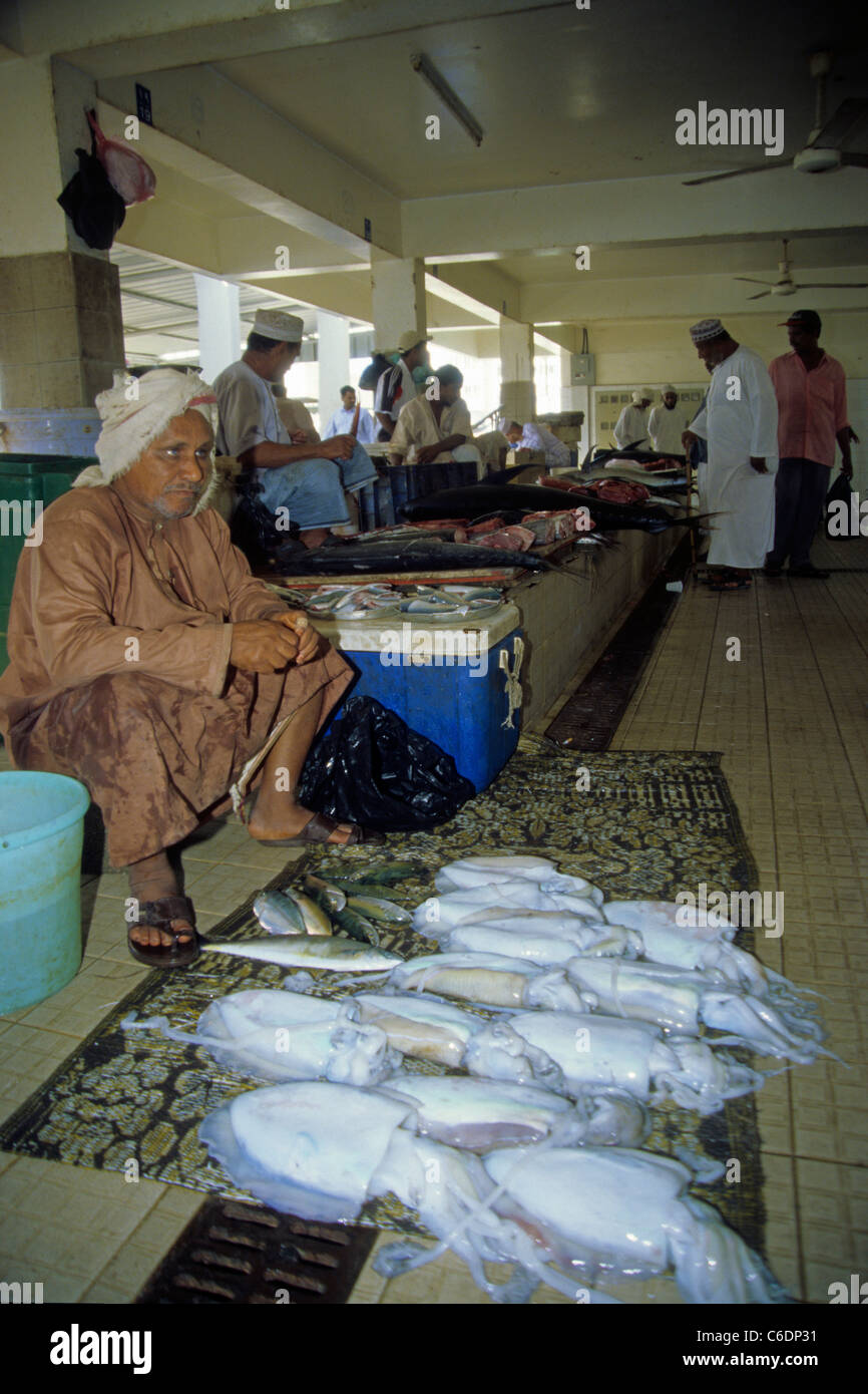 Fischmarkt, Fischer, Hauptstadt, Mutrah, Moscato, mercato del pesce, pescatore, Mutrah, Muscat Foto Stock