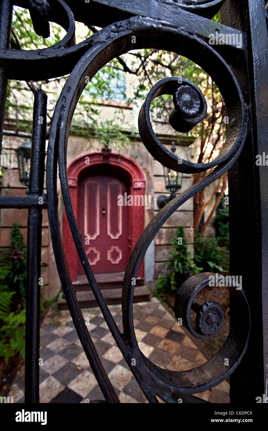 Cancello di ferro a Charleston, Carolina del Sud. Foto Stock