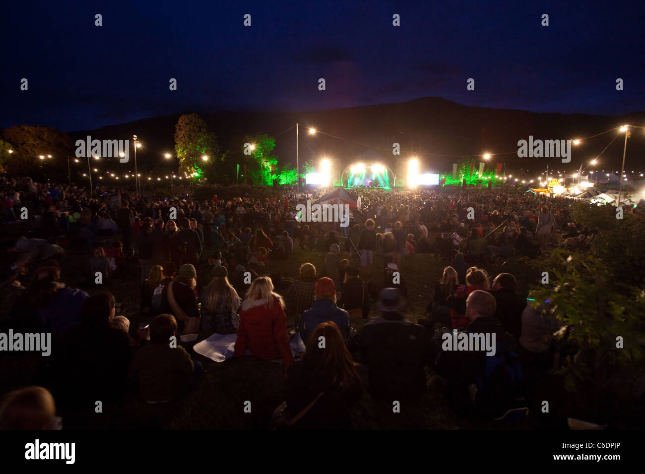 Lo stadio principale al Green Man Festival 2011, Crickhowell, il Galles Centrale ,REGNO UNITO Foto Stock
