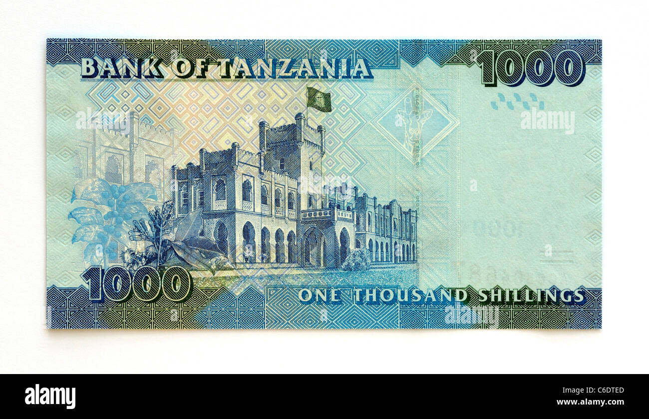 Tanzania 1000 Mille scellino nota banca. Foto Stock
