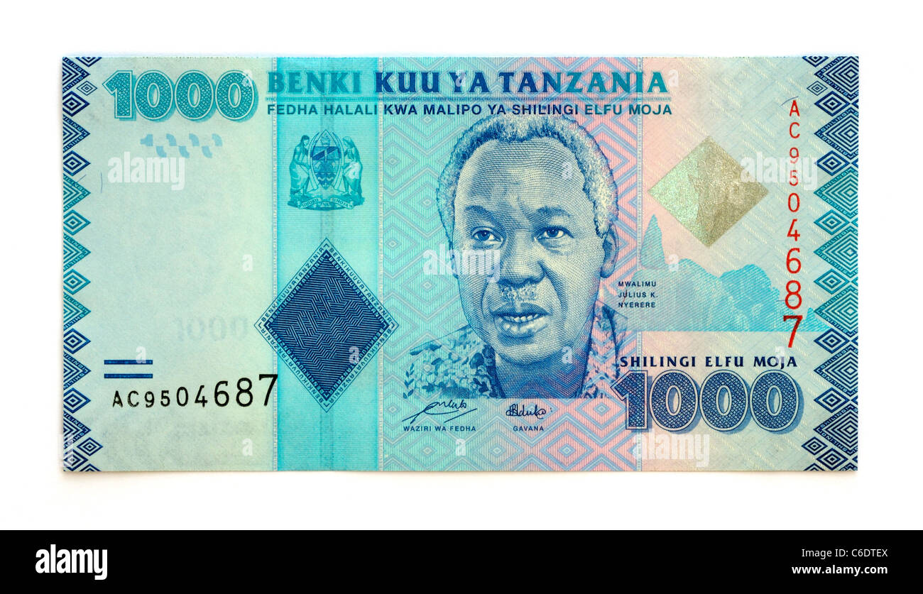 Tanzania 1000 Mille scellino nota banca. Foto Stock