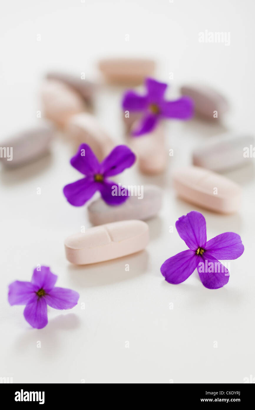 La medicina di erbe pillole Foto Stock
