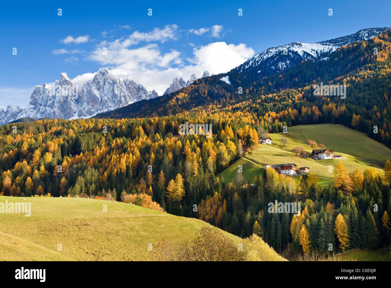 Montagne, Geisler Gruppe/ Geislerspitzen, Dolomiti, Trentino Alto Adige, Italia, Europa Foto Stock