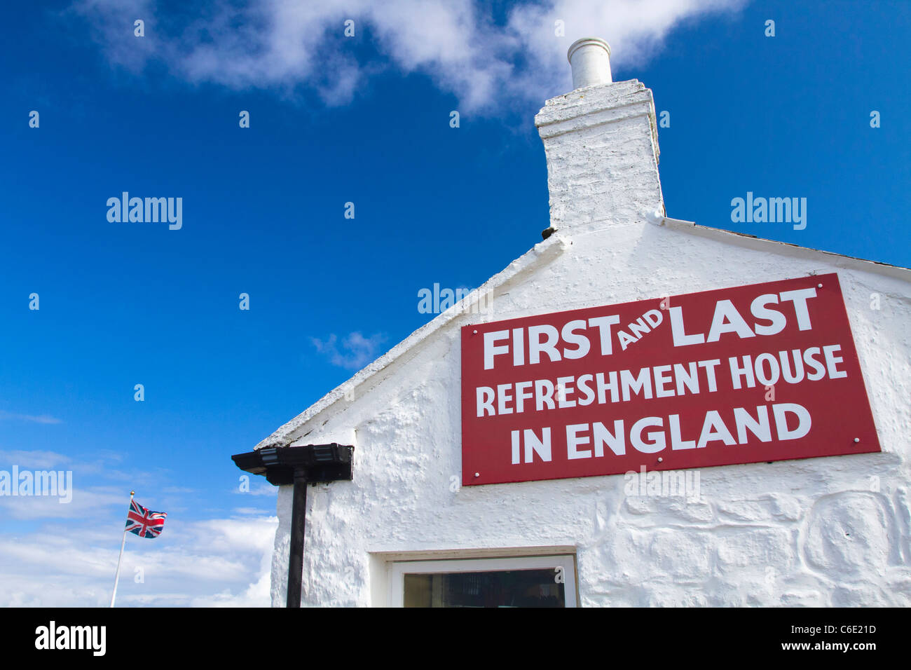 Casa di ristoro al Land's End. Foto Stock