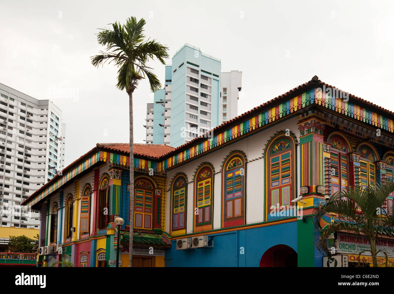 La villa di Tan Teng Niah, un tradizionale cinese colorata casa nel quartiere di Little India, Singapore Asia Foto Stock