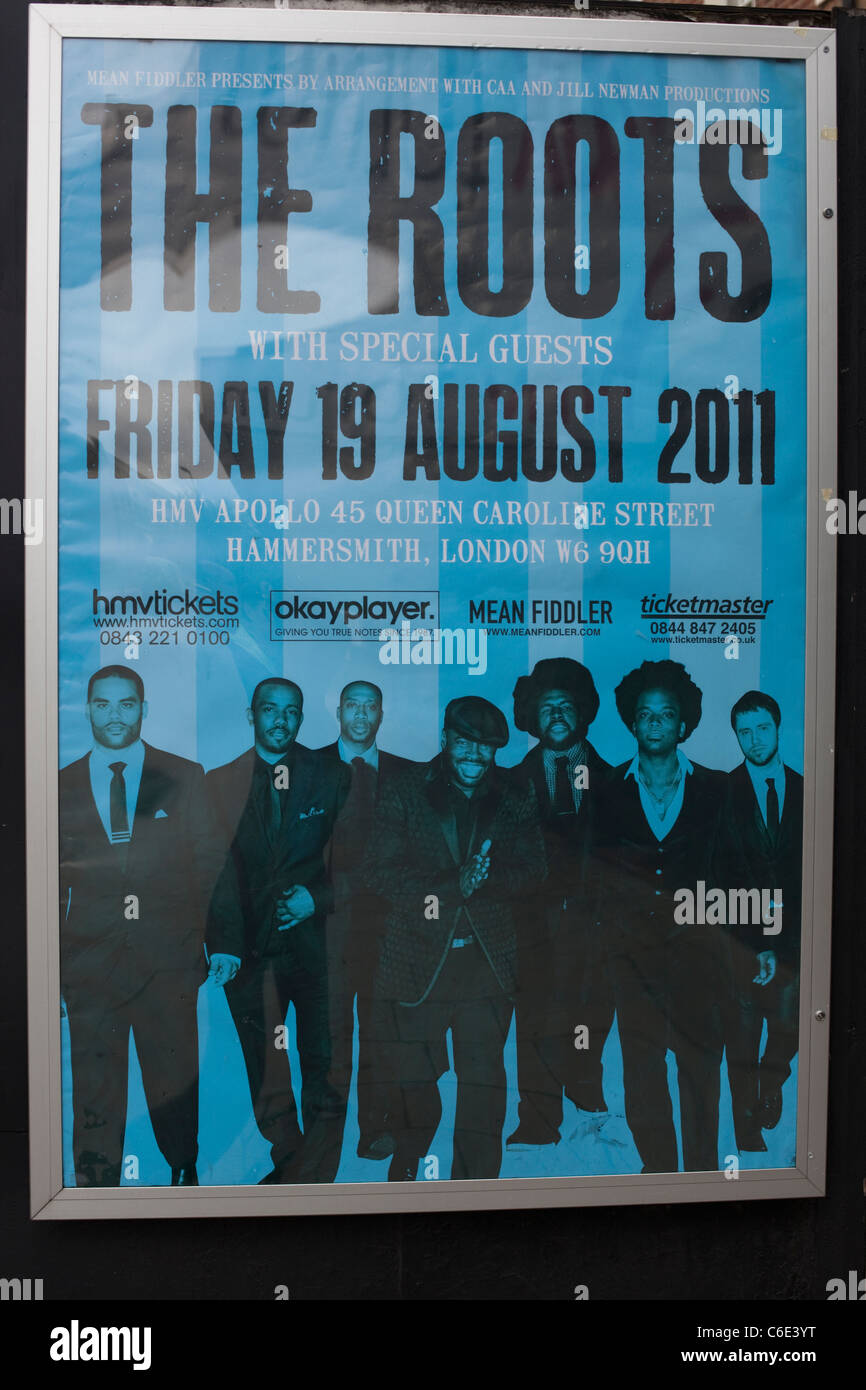 Poster di American hip hop/neo soul band, le radici,Londra, Inghilterra Foto Stock