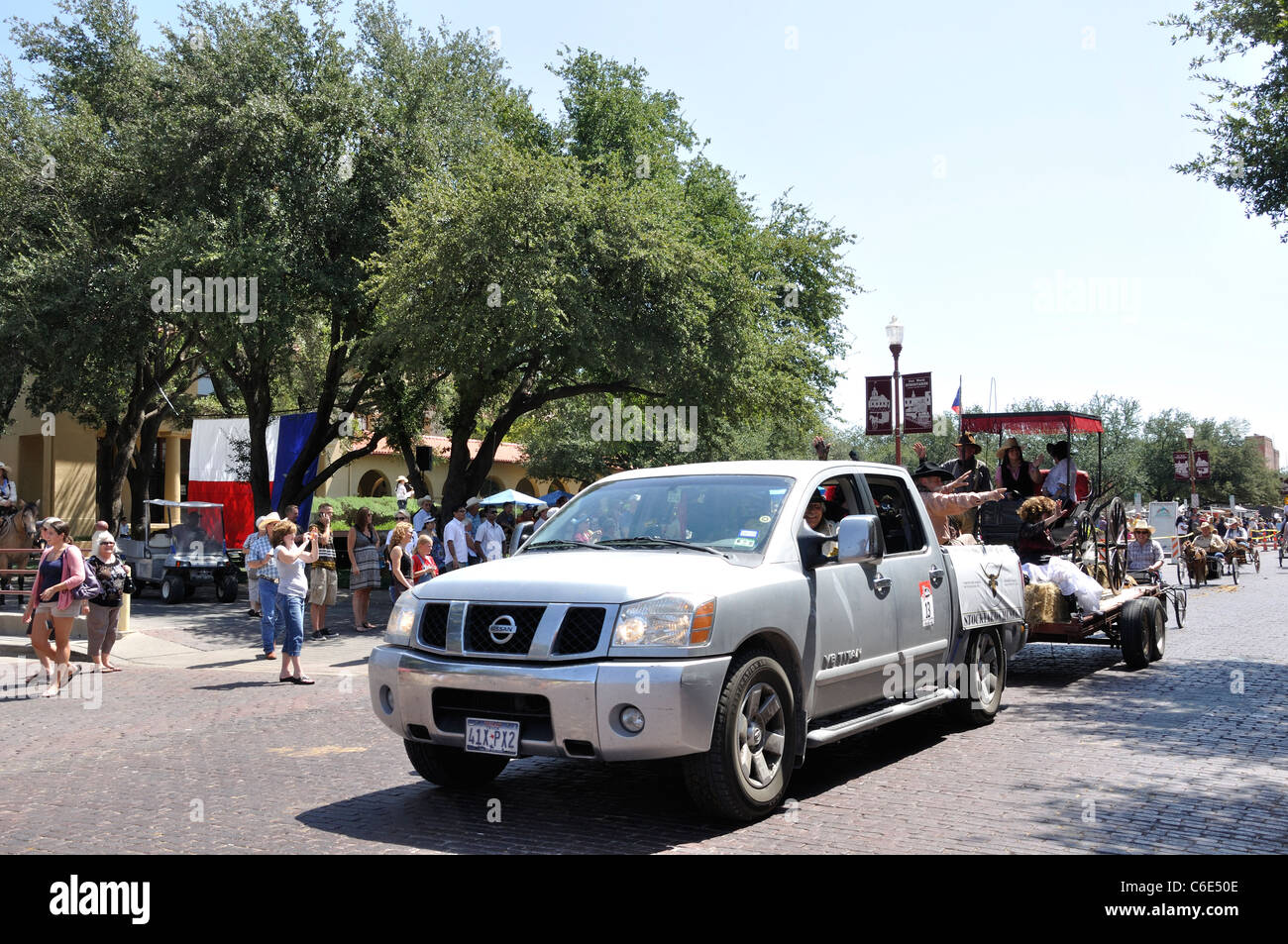 Parade, Giornata nazionale del cowboy americano, cowboy annuale festival, Stockyards, Fort Worth, Texas, Stati Uniti d'America Foto Stock