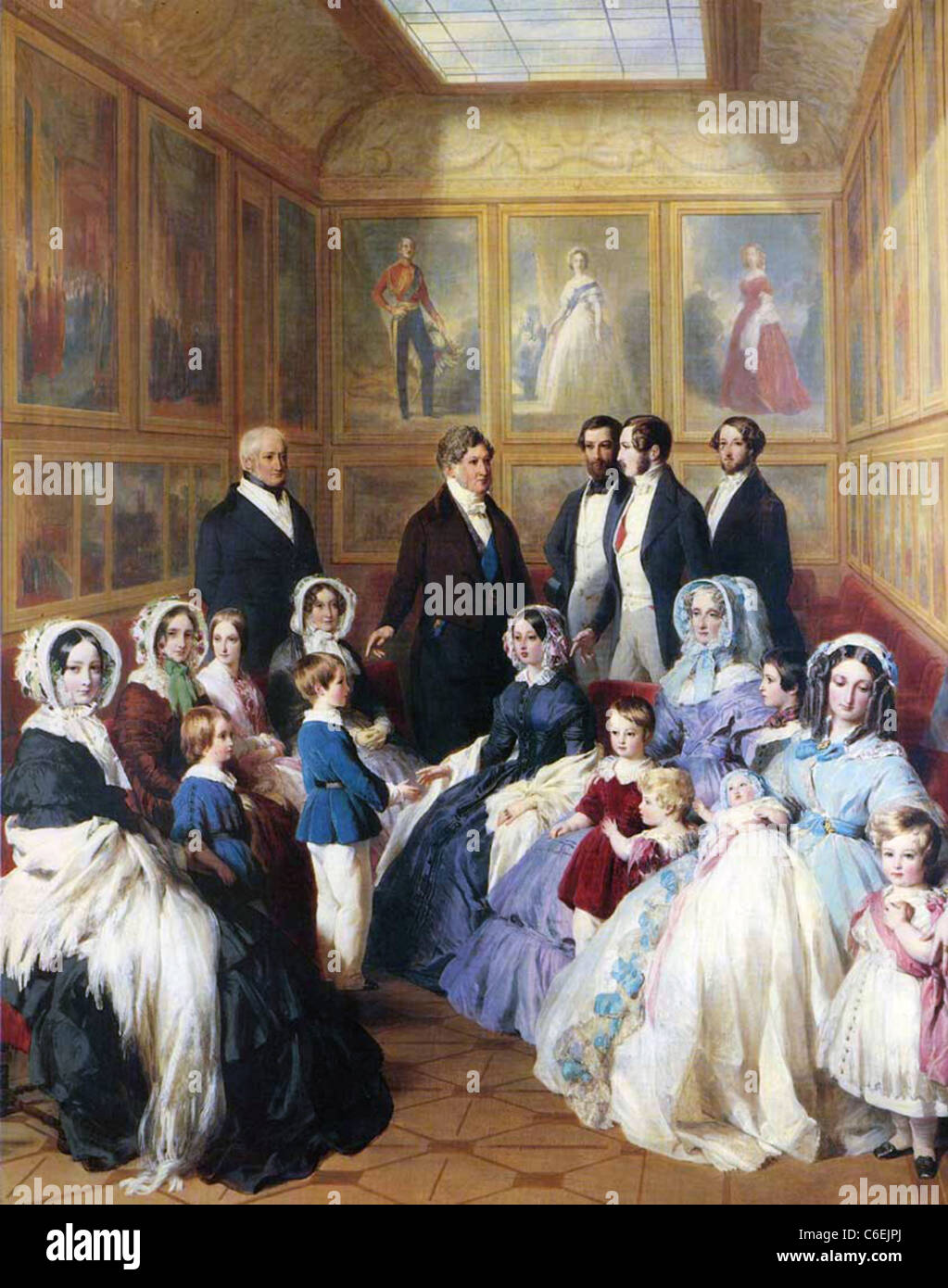 La regina Vittoria e il Principe Alberto ricevere re francese Louis Philippe ! Nel 1844 nel dipinto di Franz Winterhalter Foto Stock