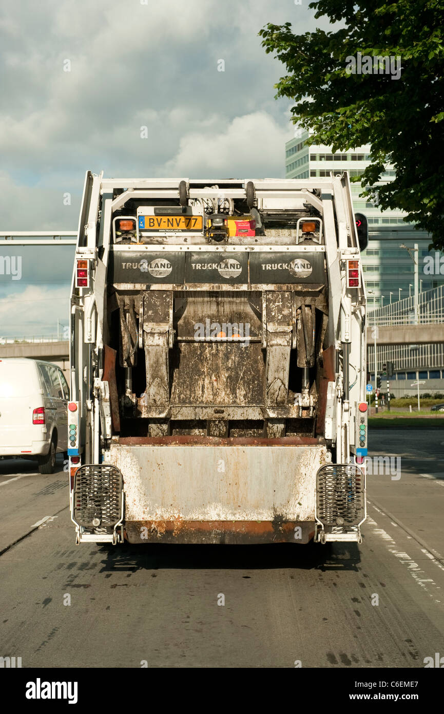 Raccolta rifiuti autocarro Amsterdam Olanda Paesi Bassi Europa Foto Stock