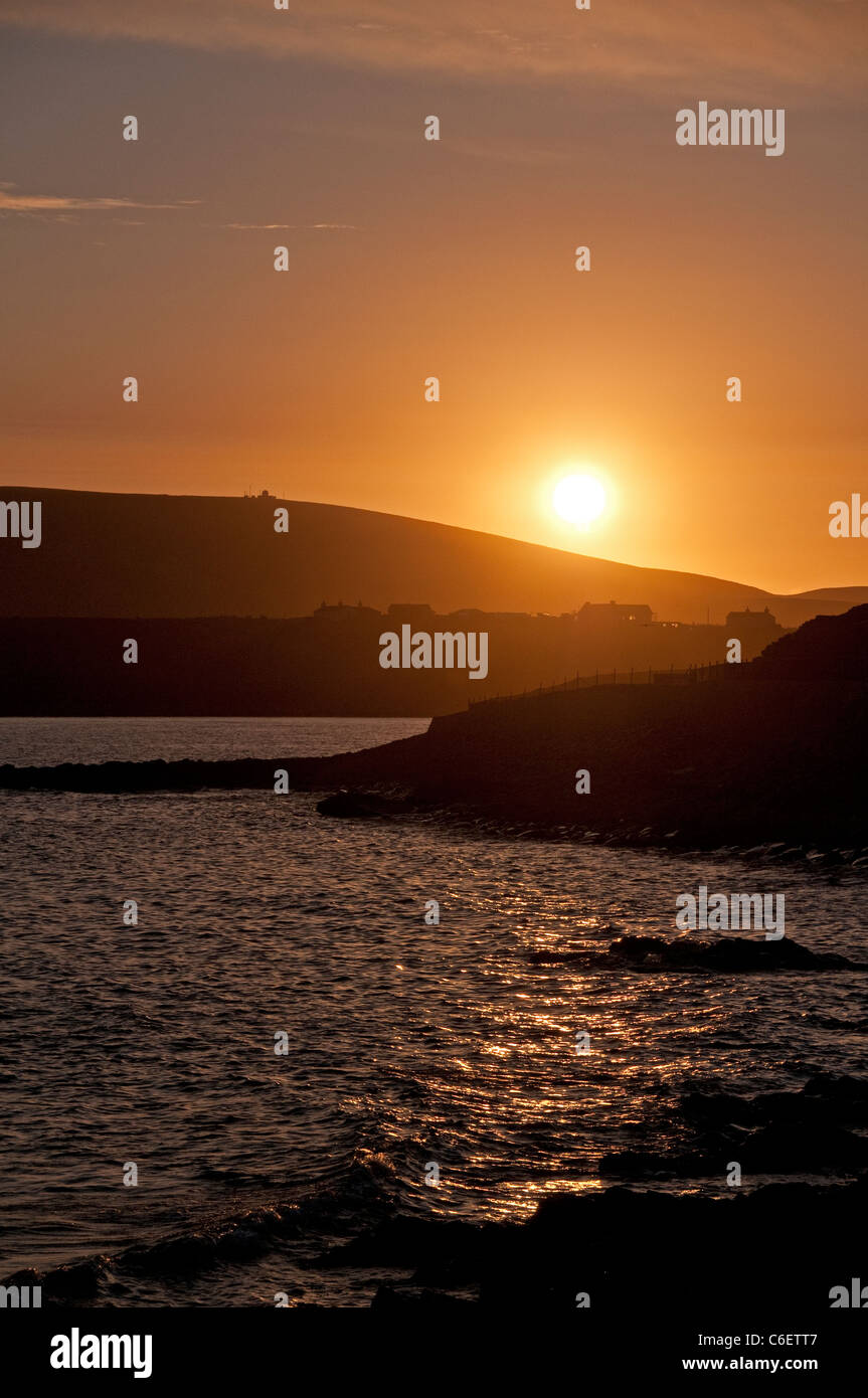 Tramonto, Sumburgh Head, Shetland, Scotland, Regno Unito Foto Stock