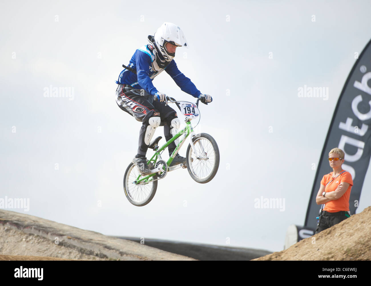 BMX Supercross World Cup Olympic Evento di prova, Parco Olimpico di Stratford, Londra Inghilterra Foto Stock