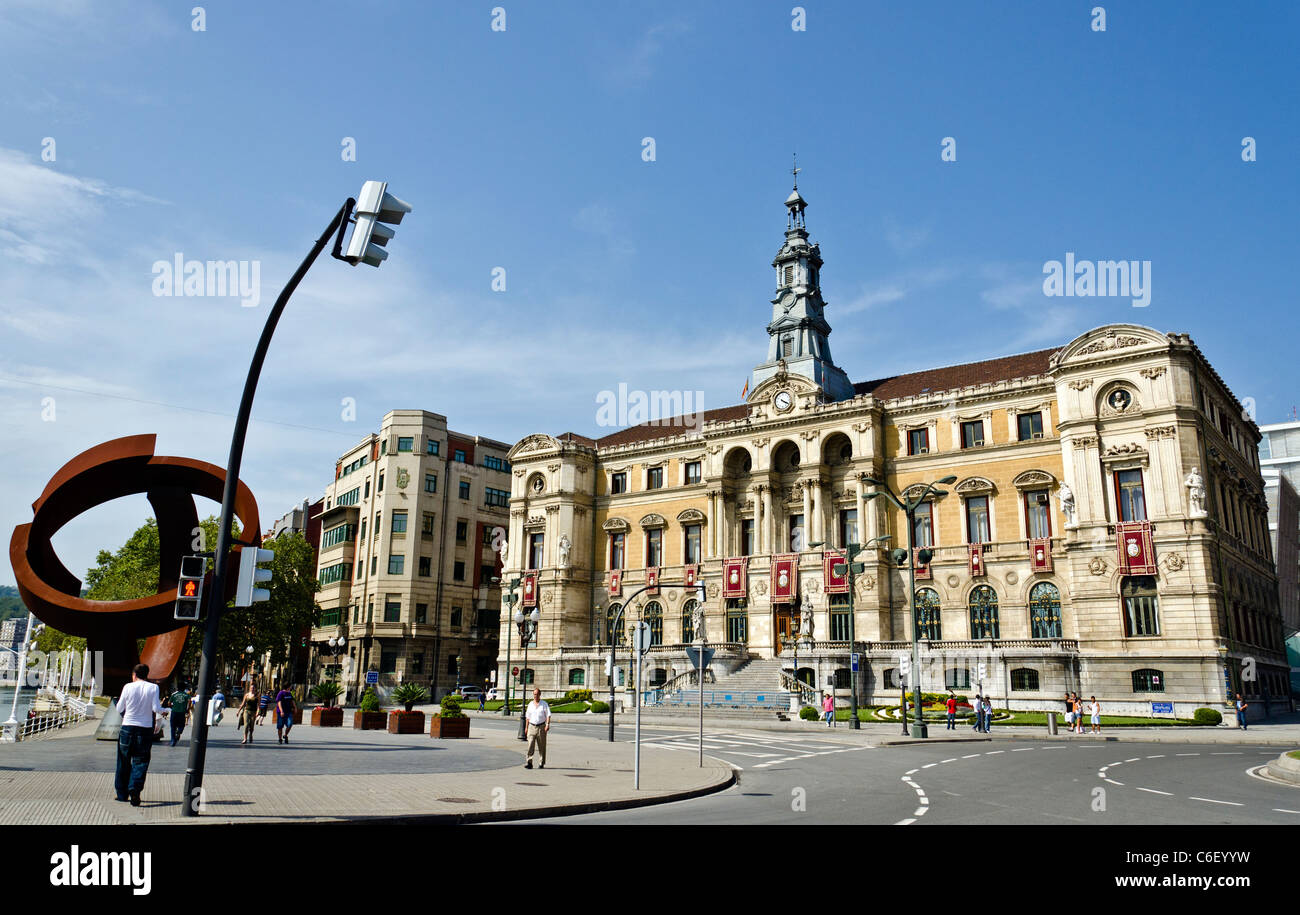 Esterno di Bilbao Town Hall, Bilbao, Paesi Baschi Foto Stock