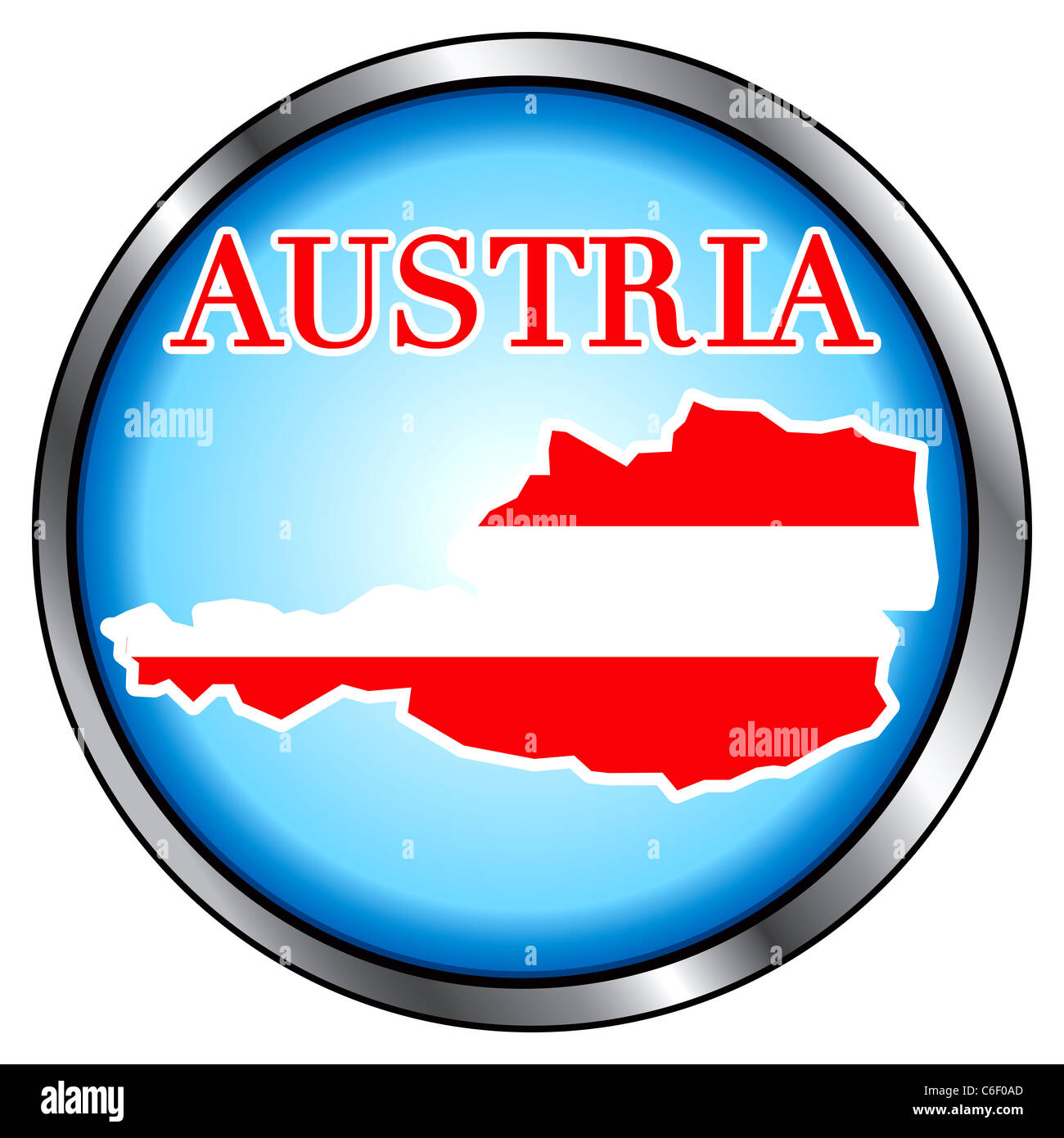 Illustrazione Vettoriale per Austria, tasto rotondo. Foto Stock