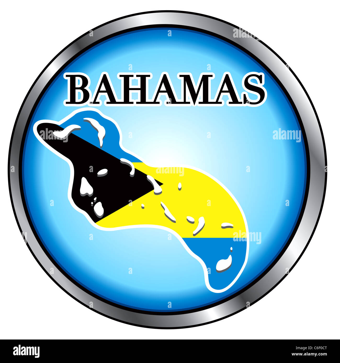 Illustrazione Vettoriale per le Bahamas, tasto rotondo. Foto Stock