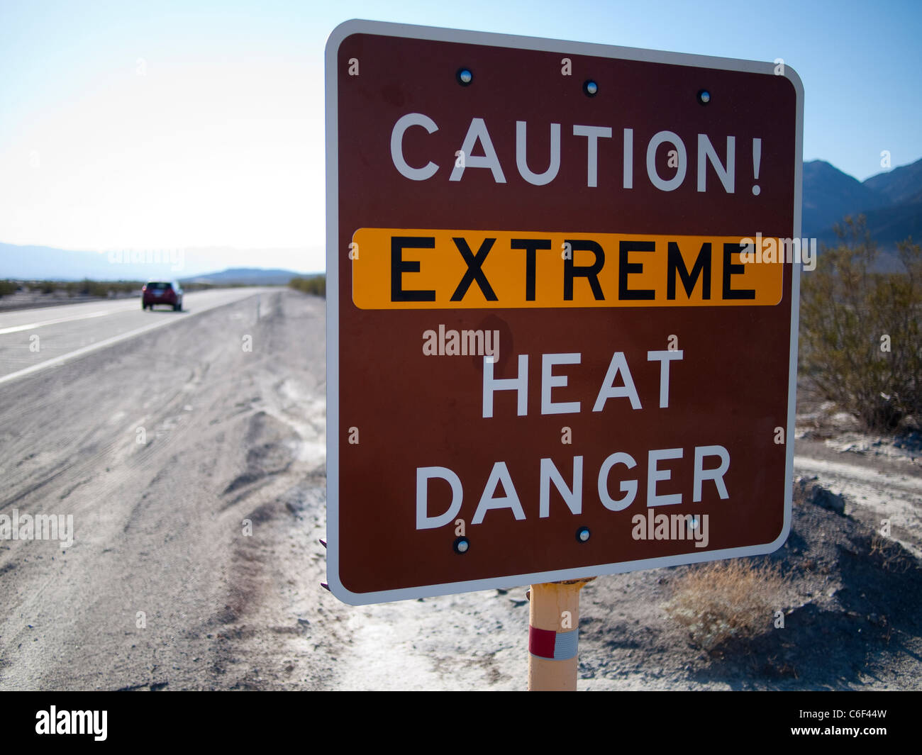 Il simbolo di attenzione, Death Valley, California Foto Stock