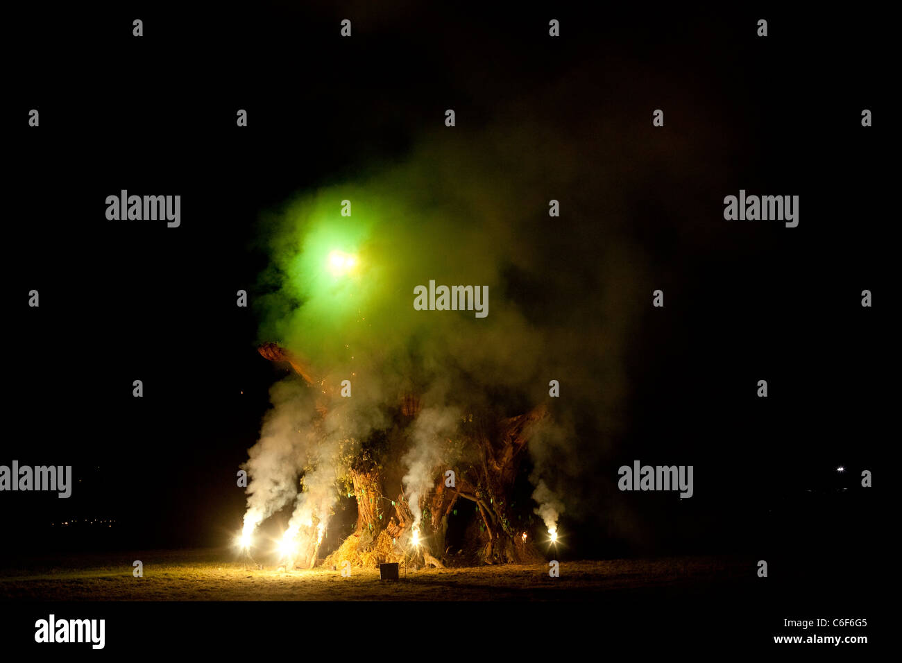 Green Man festival galles la masterizzazione di fuochi d'artificio Foto Stock