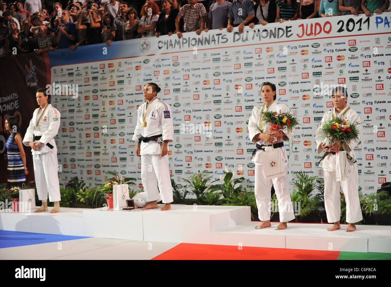 Medaglia di donne a -70kg classe per il mondo dei campionati di Judo Parigi 2011. Foto Stock