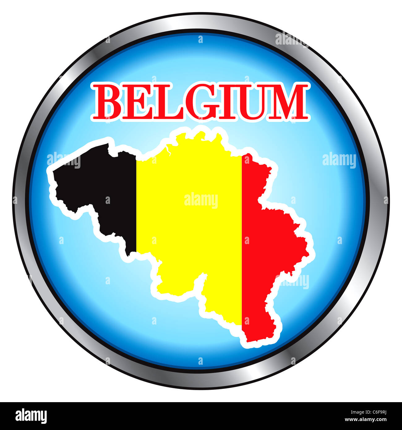 Illustrazione di vettore per il Belgio, tasto rotondo. Foto Stock
